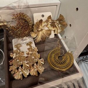 Gold Statement Earrings Set